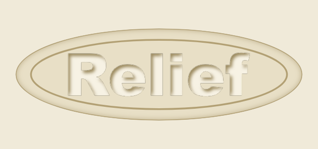 Embossed Seal graphic style applied to the word Relief