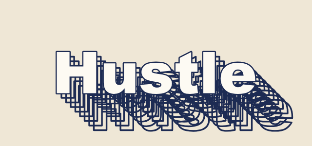 Line Depth graphic style applied to the word Hustle