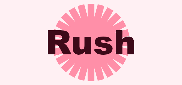 Blast graphic style applied to the word Rush