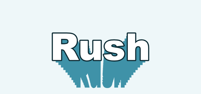 Cascade graphic style applied to the word Rush