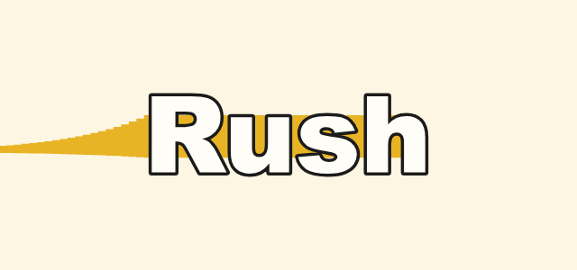Comet graphic style applied to the word Rush