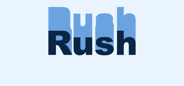 Updraft graphic style applied to the word Rush