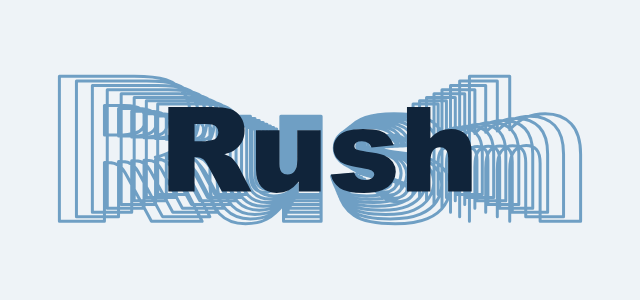Zoom Rings graphic style applied to the word Rush