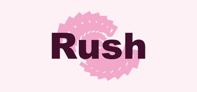 Coil graphic style applied to the word Rush