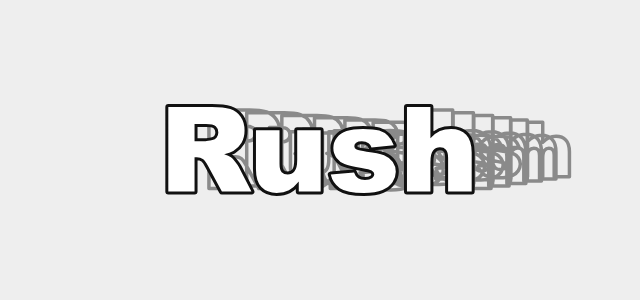 Strobe graphic style applied to the word Rush