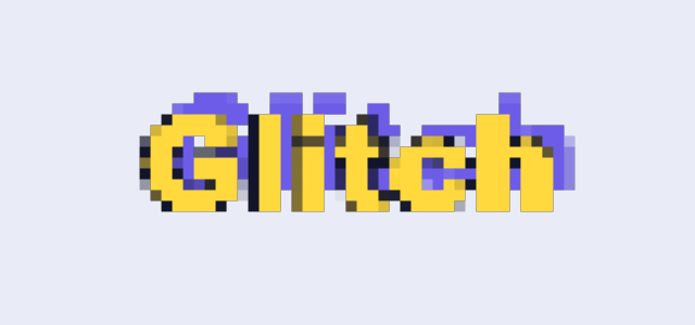 Pixel Block graphic style applied to the word Glitch