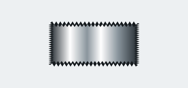 Serrated Strip graphic style applied to a rounded card