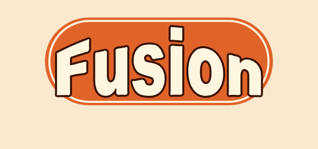 Arch on Pill graphic style applied to the word Fusion