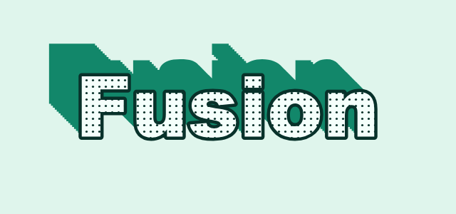 Dot Rise graphic style applied to the word Fusion