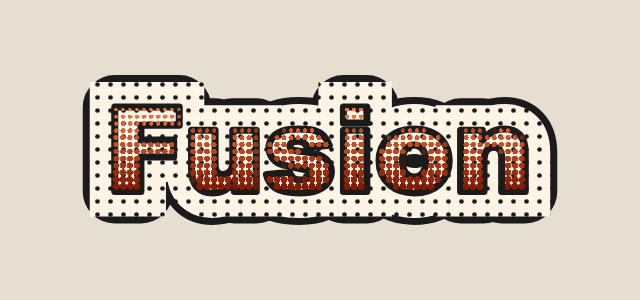 Halftone Cut graphic style applied to the word Fusion