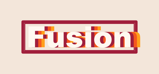 Side Step graphic style applied to the word Fusion