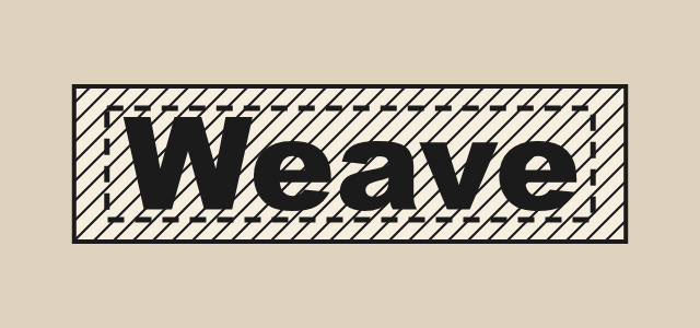 Hatch Tag graphic style applied to the word Weave
