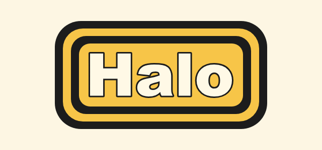 Bullseye graphic style applied to the word Halo