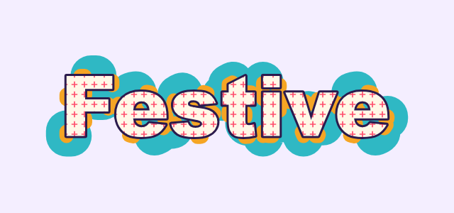Confetti graphic style applied to the word Festive