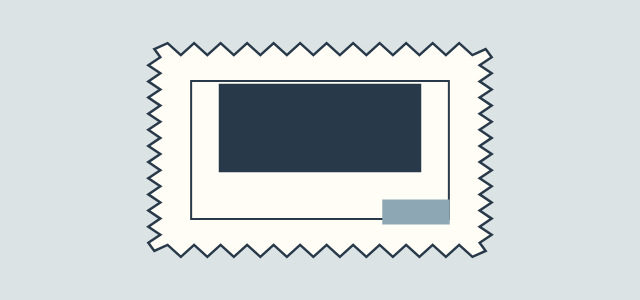 Postage Perforation graphic style applied to a rounded card